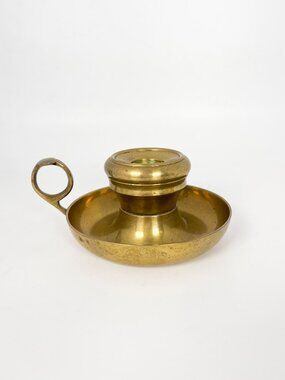 Vintage brass tapered candlestick holder with handle